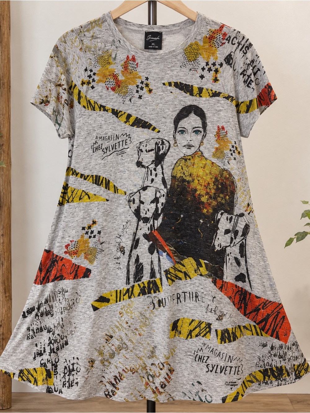 Inoah Graphic Art A-Line Dress XL Made in USA